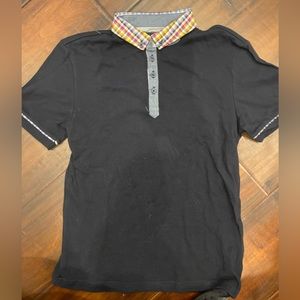 Steel & Jelly London youth black polo with checkered collar